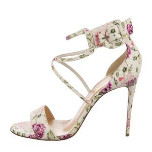 Christian Louboutin Floral Heels - Cream and Pink